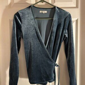 Madewell Emerald Green Velvet Wrap Top